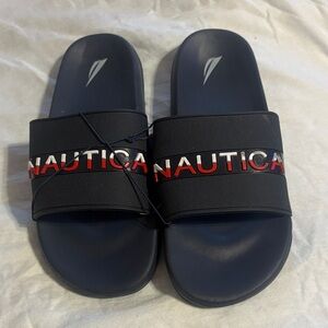 Nautica Navy and Red Slide Sandals